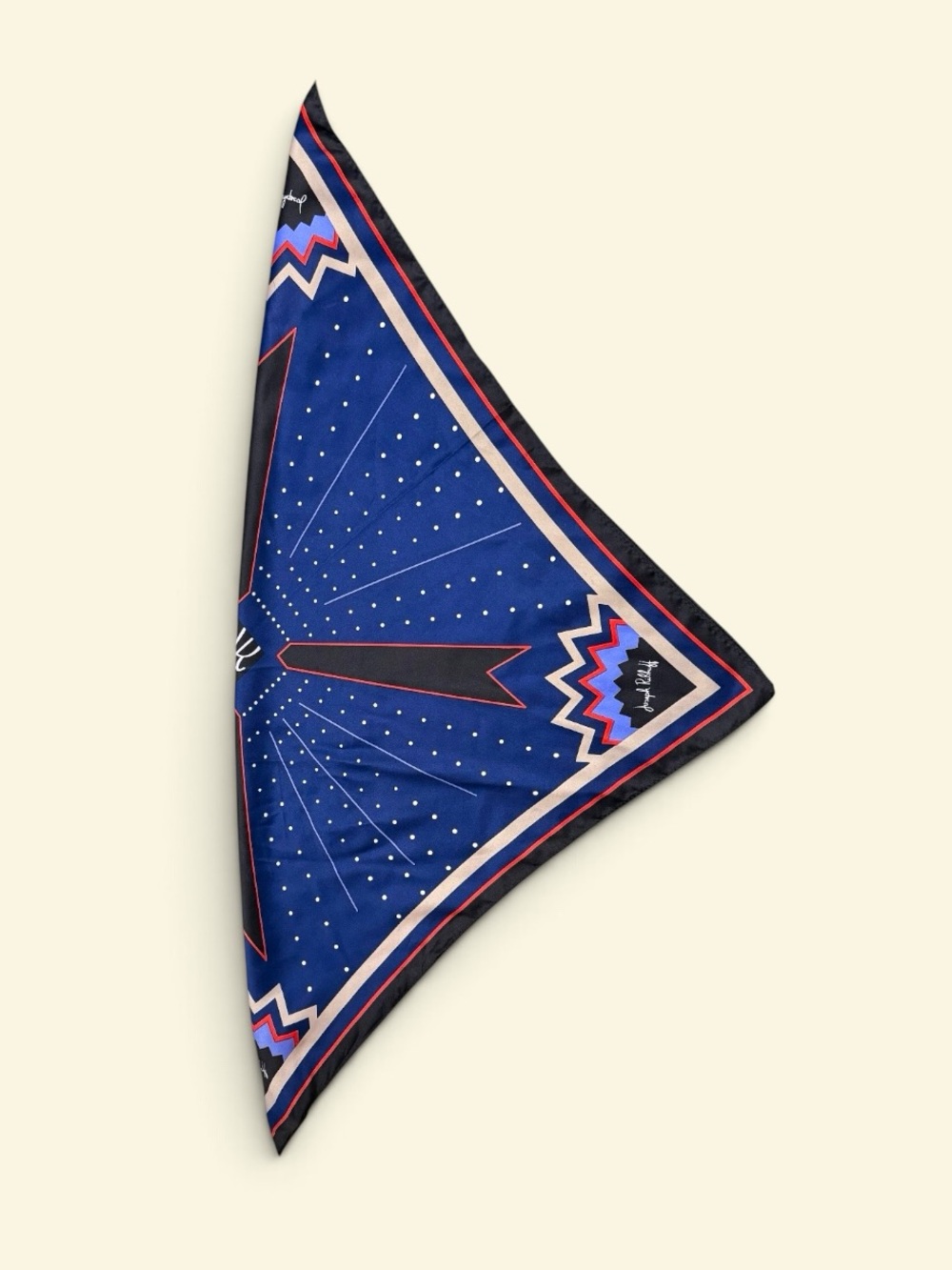 Joseph Ribkoff Blue Red Geometric Satin Square Scarf